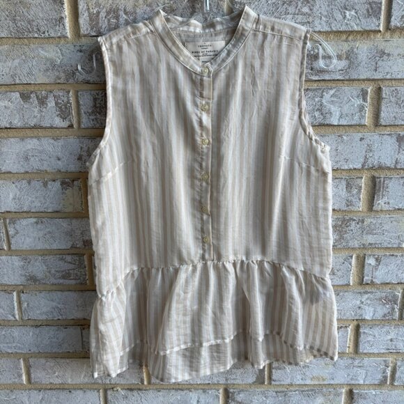 Trovata Bird of Paradise Sleeveless Sheer Striped Blouse Women's Size S - Picture 1 of 9